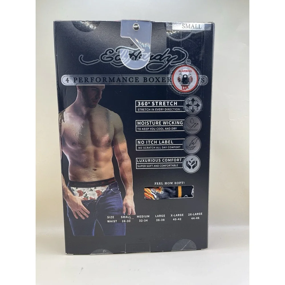 Ed Hardy Men's Performance Boxer Briefs 4 Pack Size Small New
